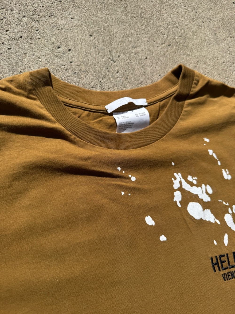 Helmut Lang Brown Tee with White and Green Paint Accents - Picture 3 of 5